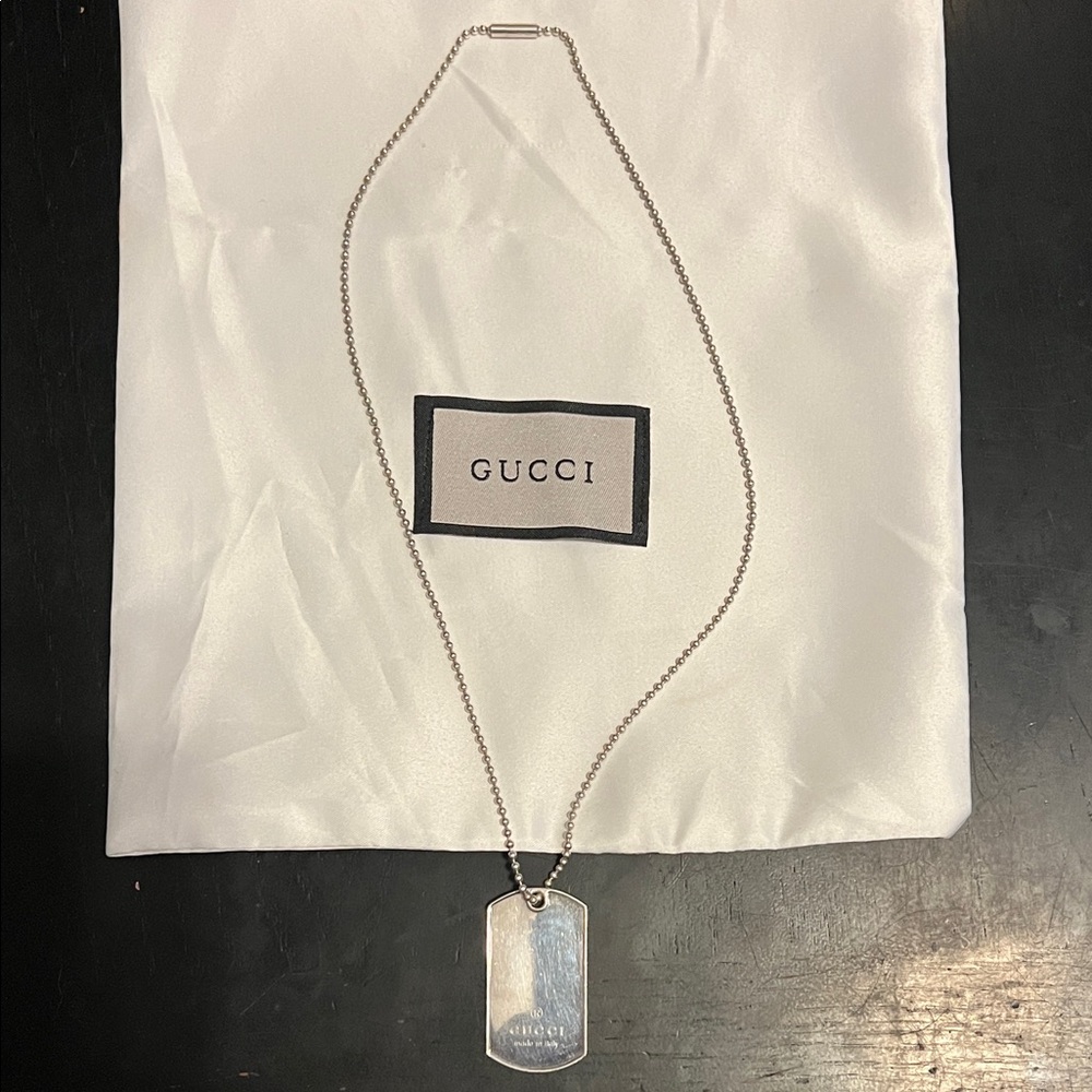 GUCCI DOG TAG & BALL CHAIN 925 STERLING SILVER W/ AUTHENTICATION CERT LISTED